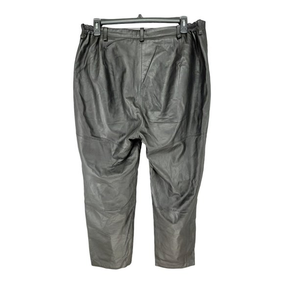 Elana by Tanner Leather Pants Trousers Black Size 18 Lined Stretch High Waisted - Picture 3 of 10